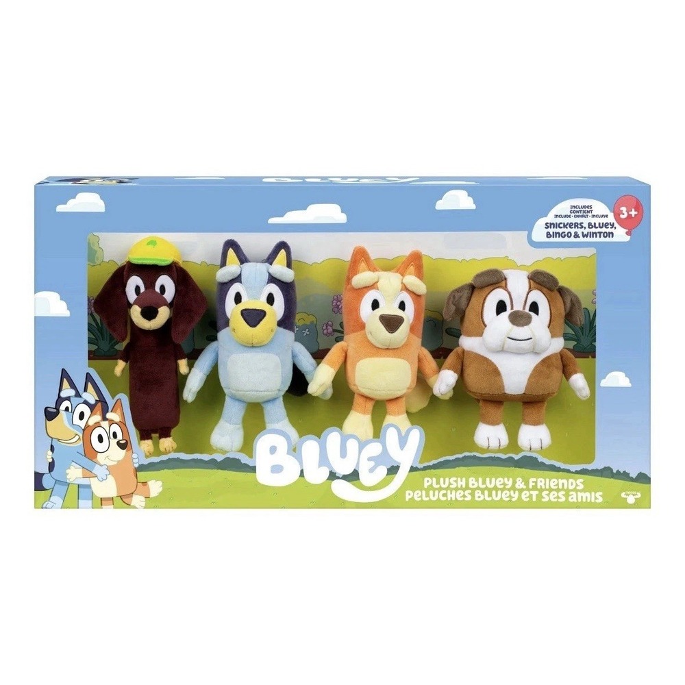 Bluey & Friends Snickers Bluey Bingo & Winton 7-Inch Plush 4-Pack
